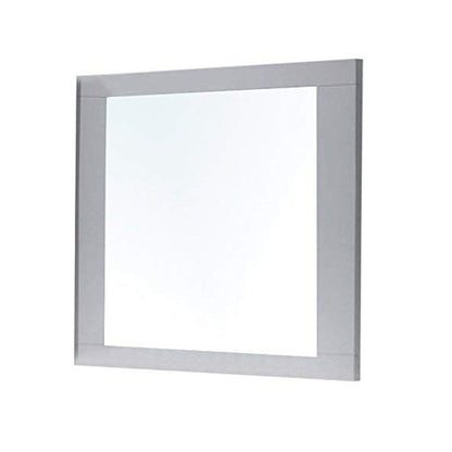 Benzara White and Silver Rectangular Wooden Frame Mirror With Beveled Edges