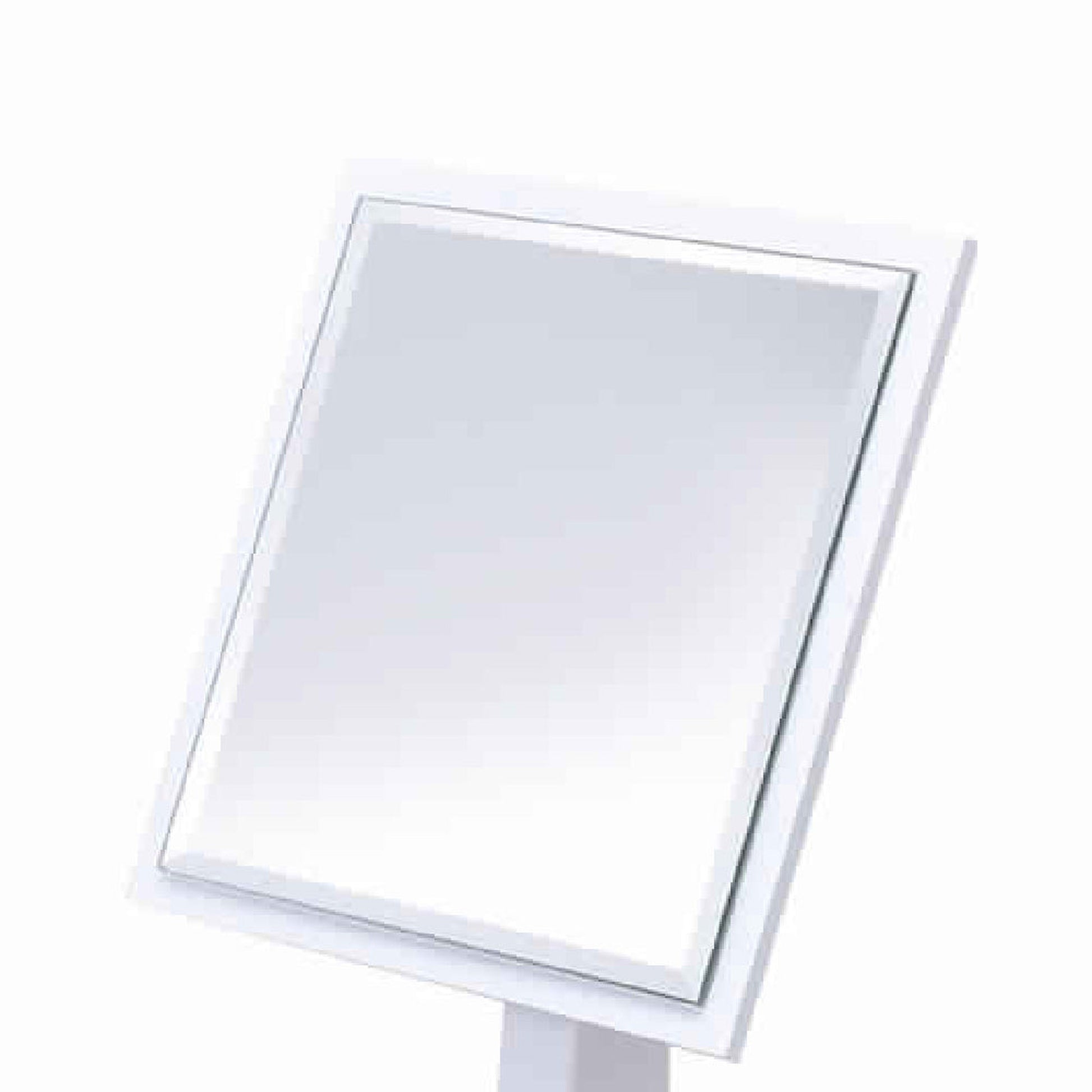 Benzara White and Silver Square Makeup Mirror With Wooden Pedestal Base