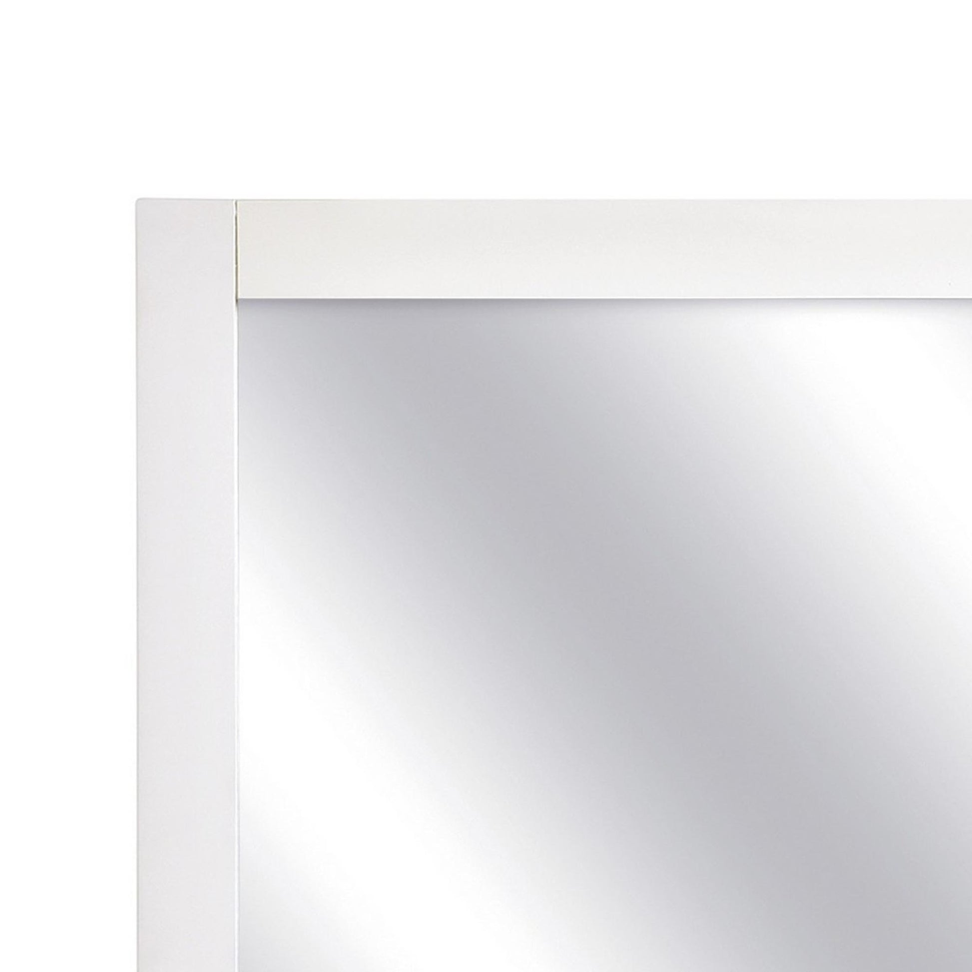 Benzara White and Silver Square Shape Wooden Frame Mirror With Mounting Hardware