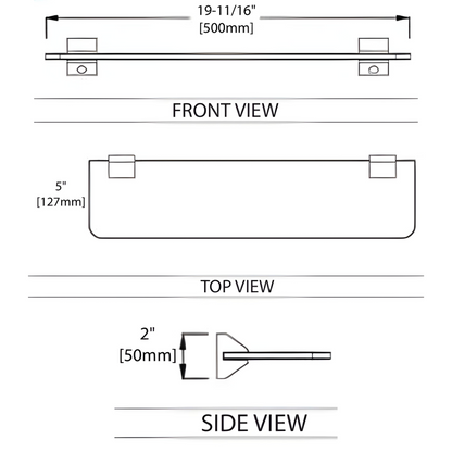 Blossom 200 Series 20" x 2" Chrome Brass Glass Shelf