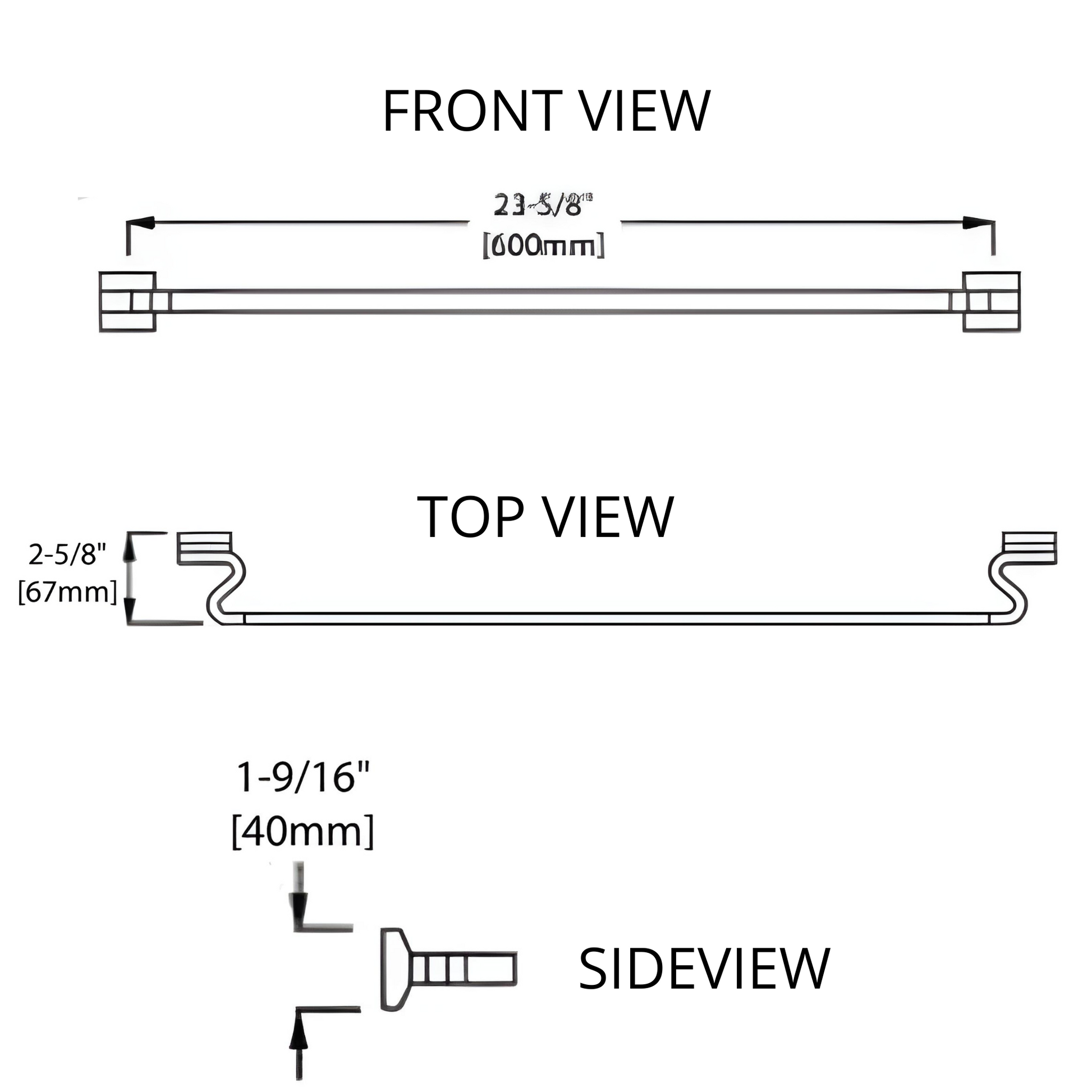 Blossom 200 Series 24" x 2" Chrome Brass Single Towel Bar