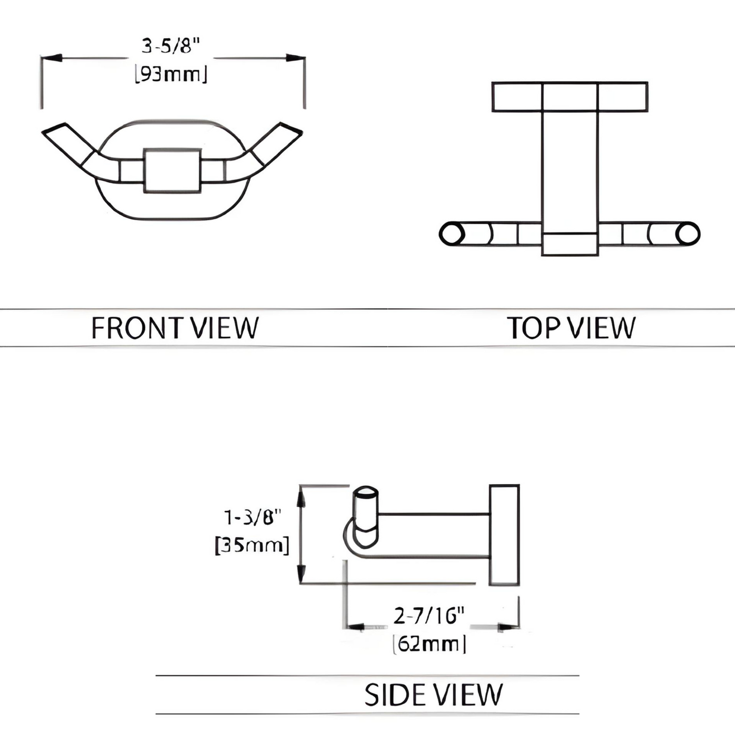 Blossom 300 Series 4" x 2" Chrome Brass Robe Hook With Oval Mount Post