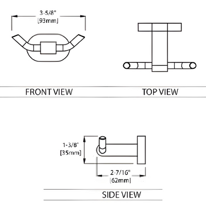 Blossom 300 Series 4" x 2" Chrome Brass Robe Hook With Oval Mount Post