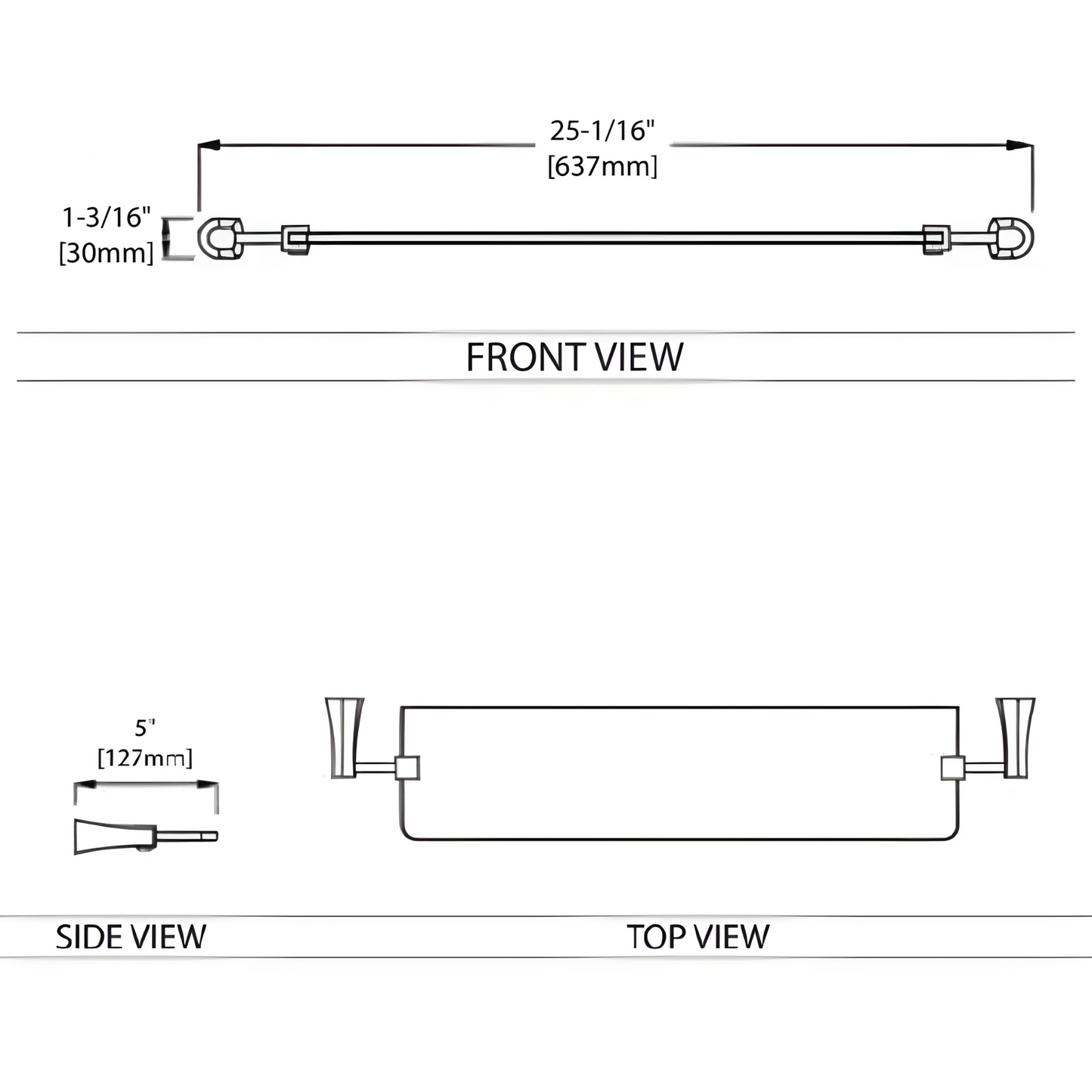 Blossom 400 Series 25" x 1 Chrome Brass Glass Shelf