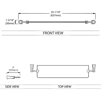 Blossom 400 Series 25" x 1 Chrome Brass Glass Shelf