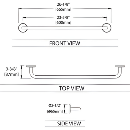 Blossom 500 Series 26" x 3" Brushed Nickel Brass Single Towel Bar