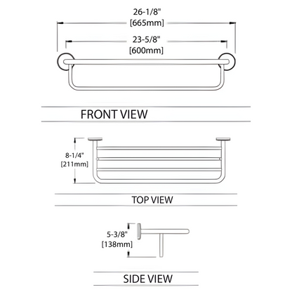 Blossom 500 Series 26" x 5" Matte Black Brass Towel Rack