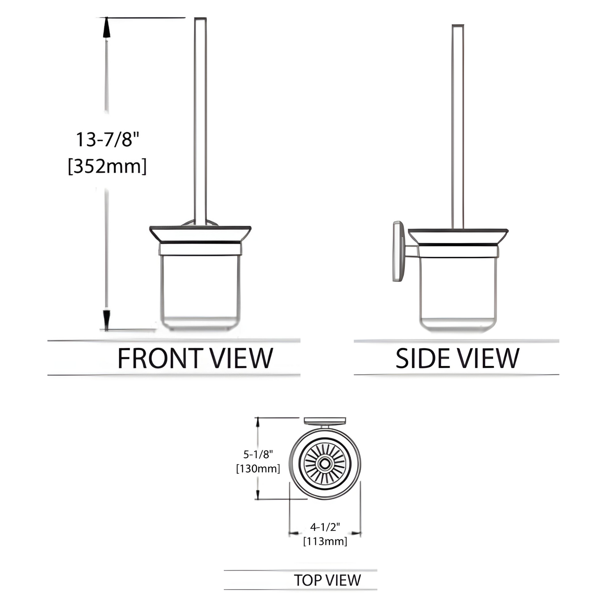 Blossom 500 Series 5" x 14" Brushed Nickel Brass Toilet Brush Holder