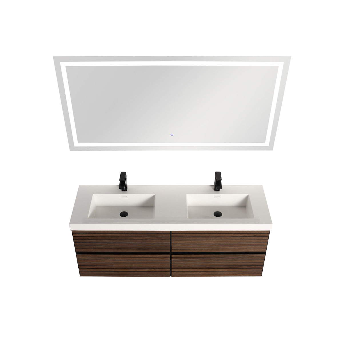 Blossom Annecy 48" Dark Walnut Strip Double Sink Vanity Base