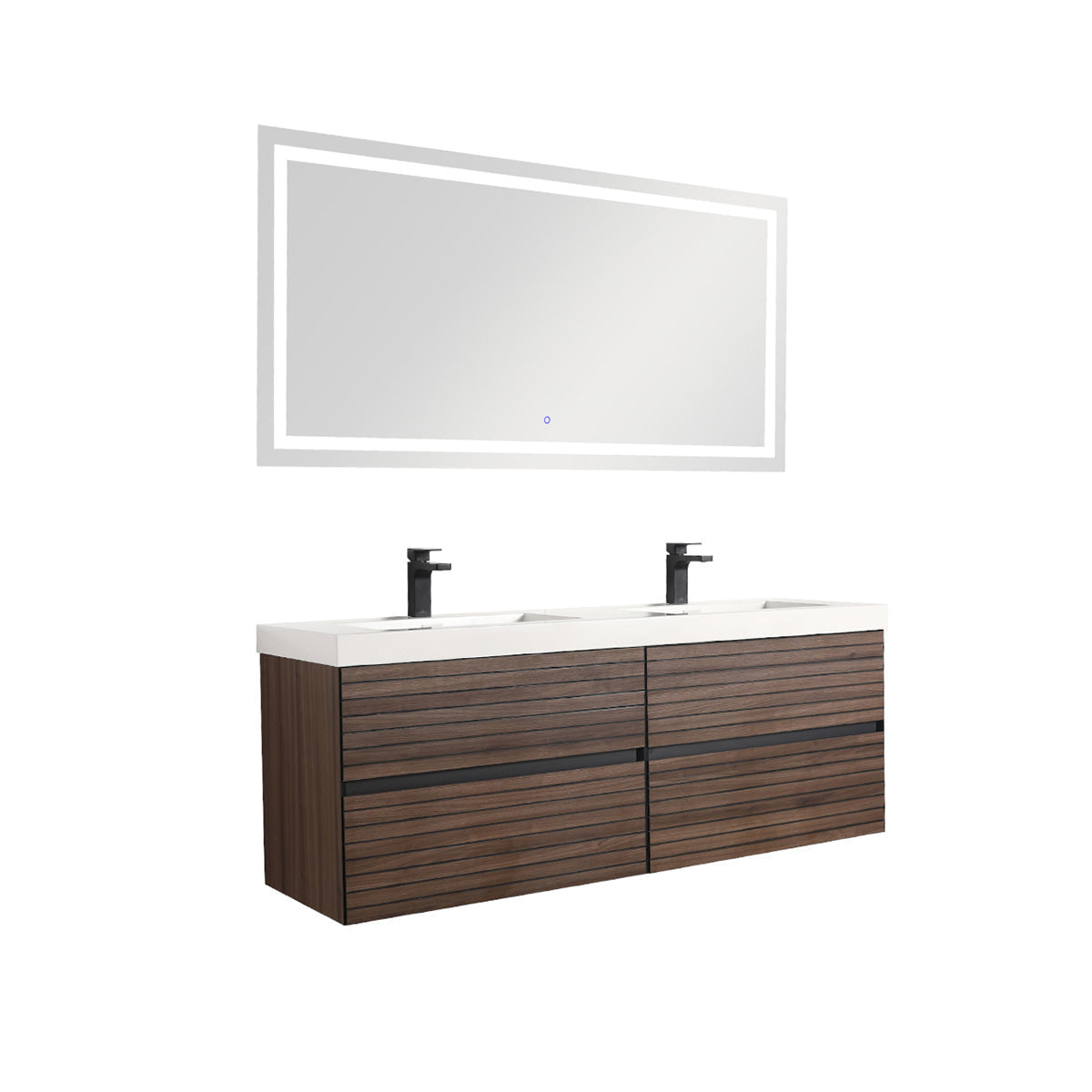 Blossom Annecy 48" Dark Walnut Strip Double Sink Vanity Base