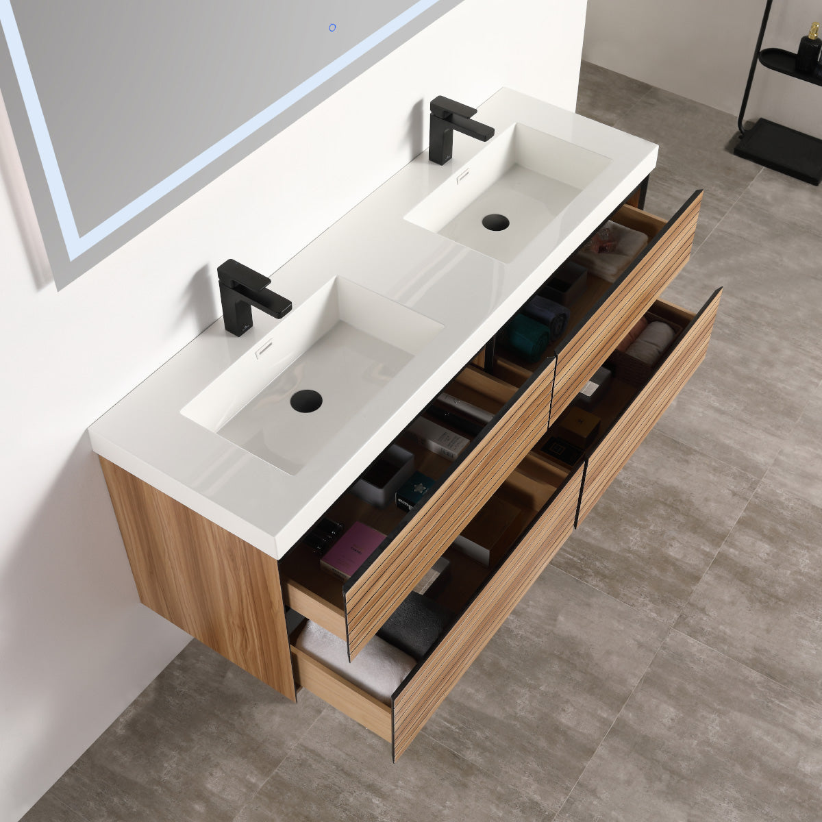 Blossom Annecy 48" Maple Strip Double Sink Vanity Base