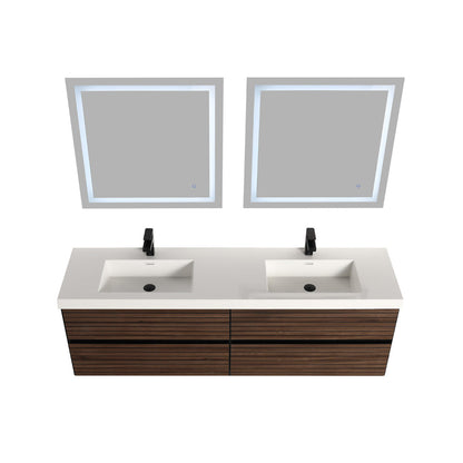 Blossom Annecy 72" Dark Walnut Strip Double Sink Vanity Base