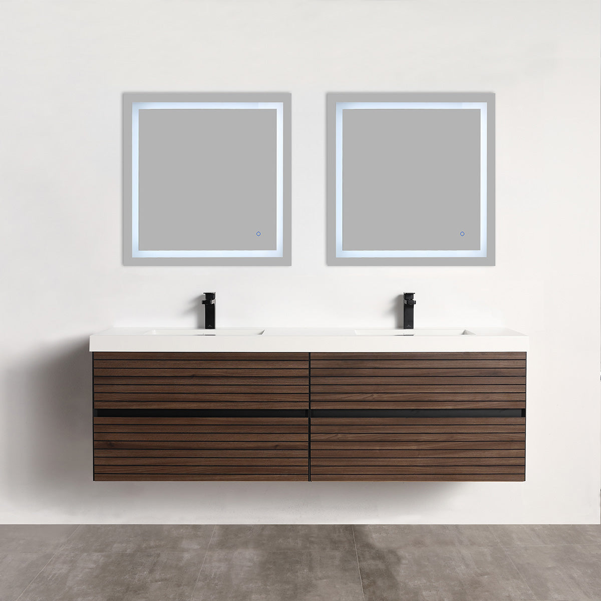 Blossom Annecy 72" Dark Walnut Strip Double Sink Vanity Base