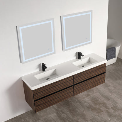 Blossom Annecy 72" Dark Walnut Strip Double Sink Vanity Base