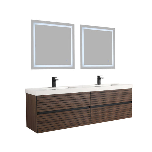 Blossom Annecy 72" Dark Walnut Strip Double Sink Vanity Base