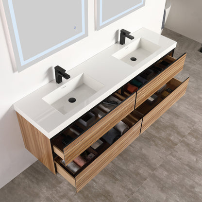 Blossom Annecy 72" Maple Strip Double Sink Vanity Base