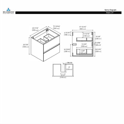 Blossom Assisi 24" Brown Walnut Single Sink Vanity Base