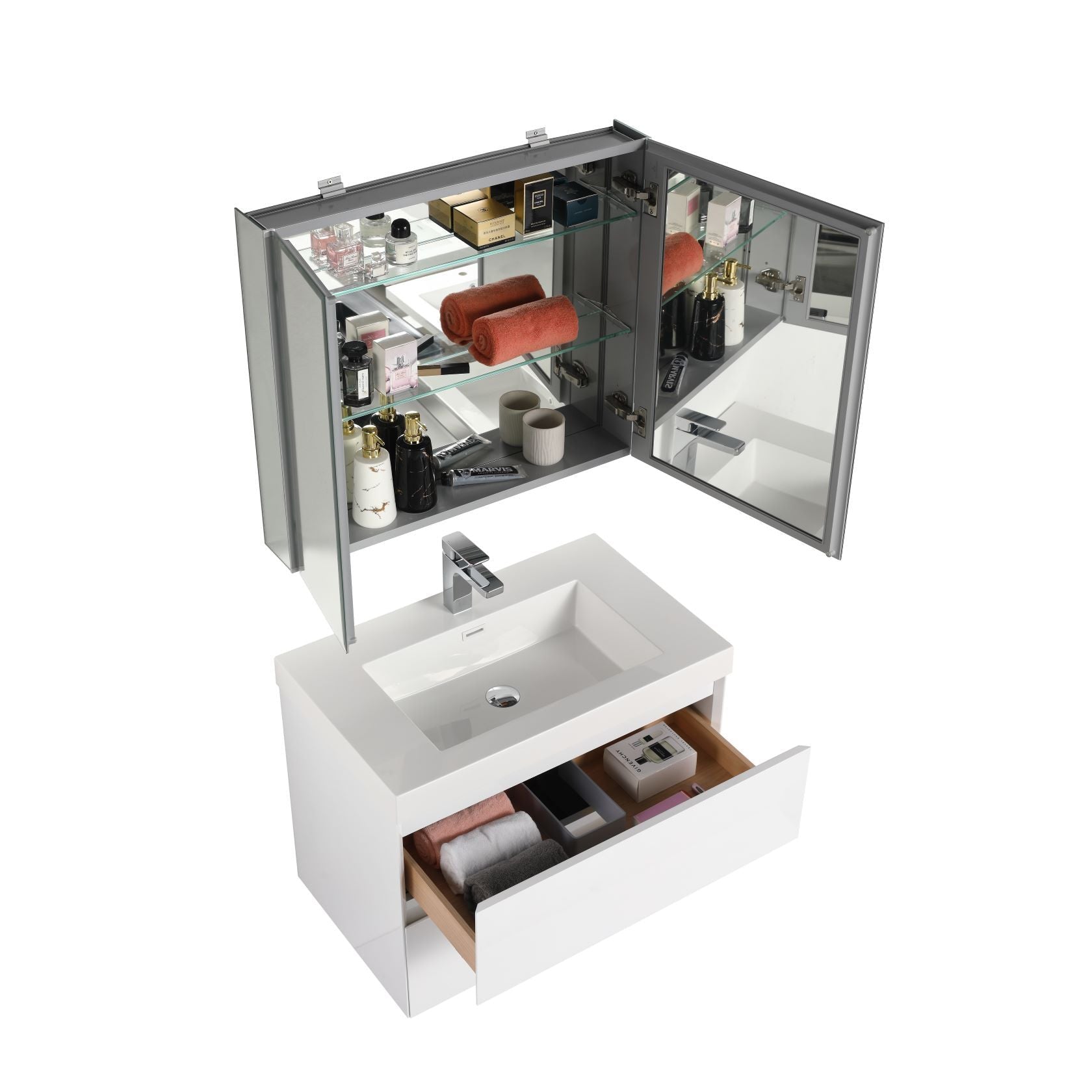 Blossom Assisi 30" Glossy White Single Sink Vanity Base