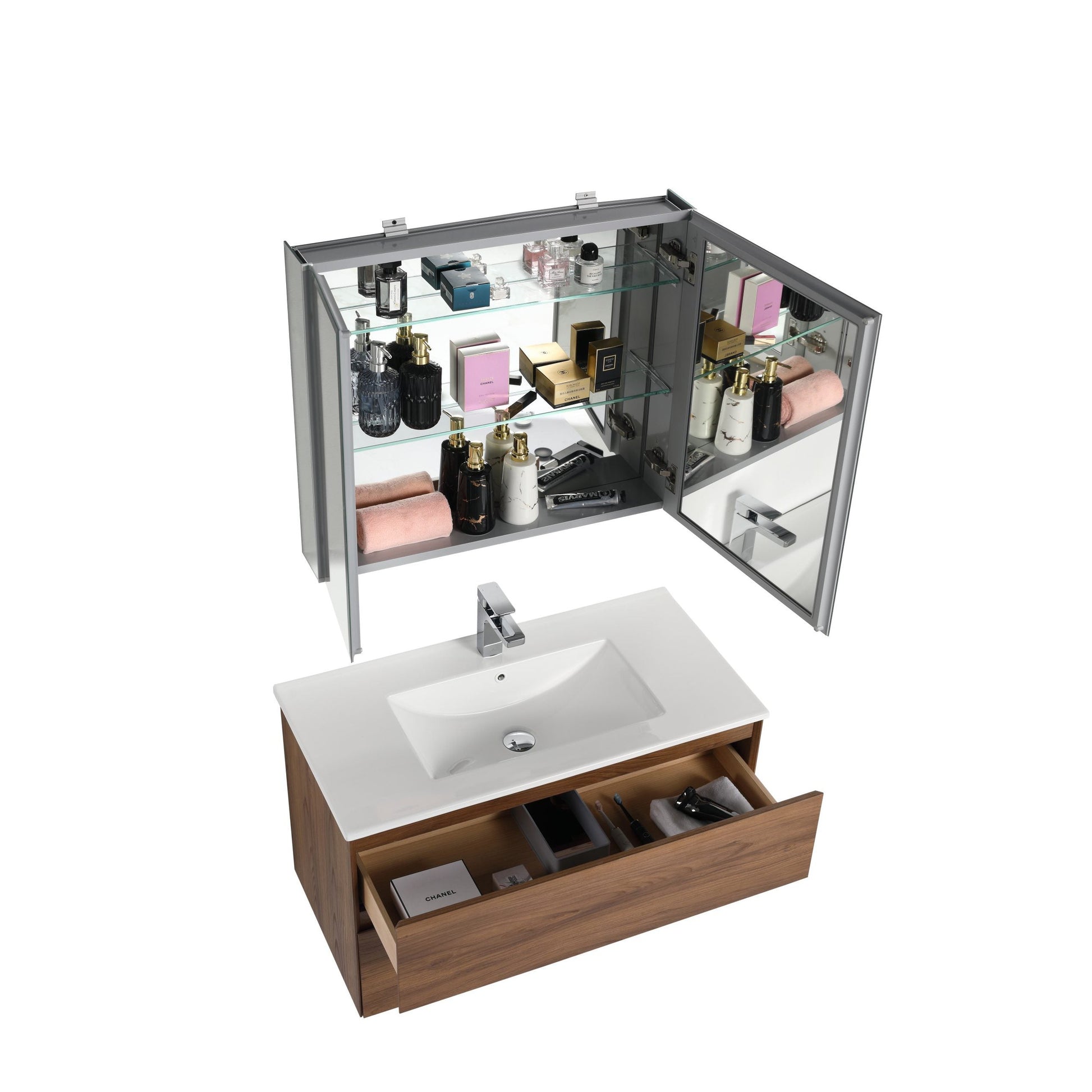 Blossom Assisi 36" Brown Walnut Single Sink Vanity Base