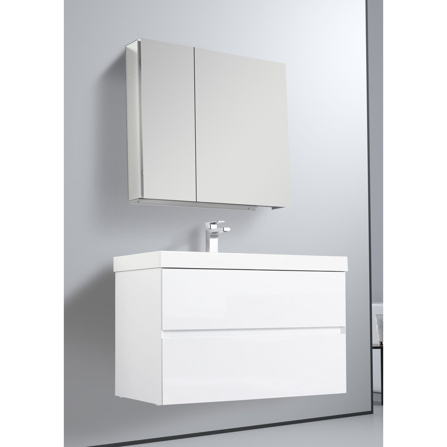 Blossom Assisi 36" Glossy White Single Sink Vanity Base