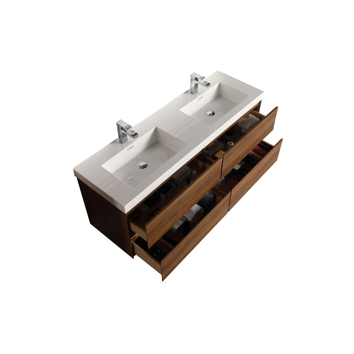 Blossom Assisi 60" Brown Walnut Double Sink Vanity Base