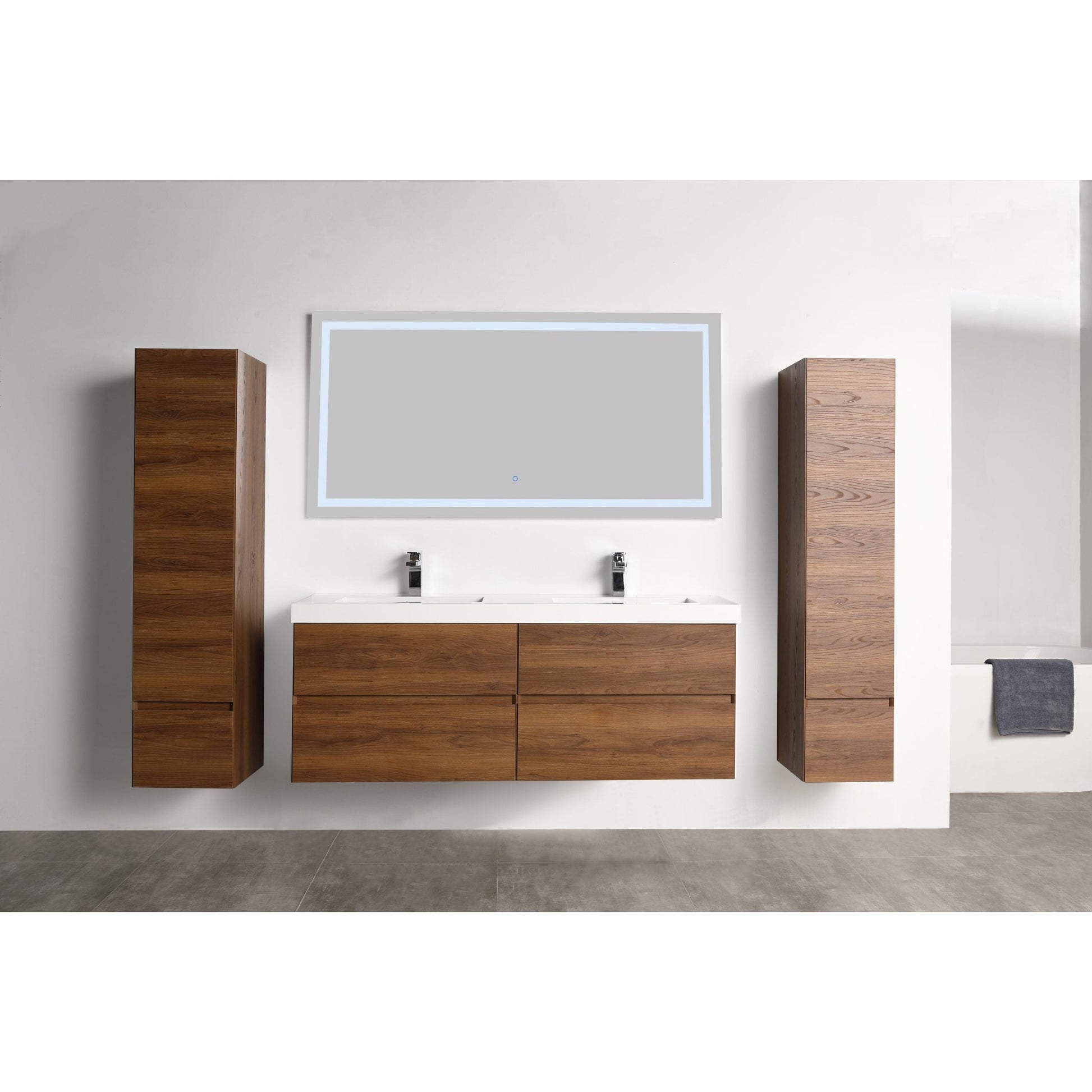 Blossom Assisi 60" Brown Walnut Double Sink Vanity Base