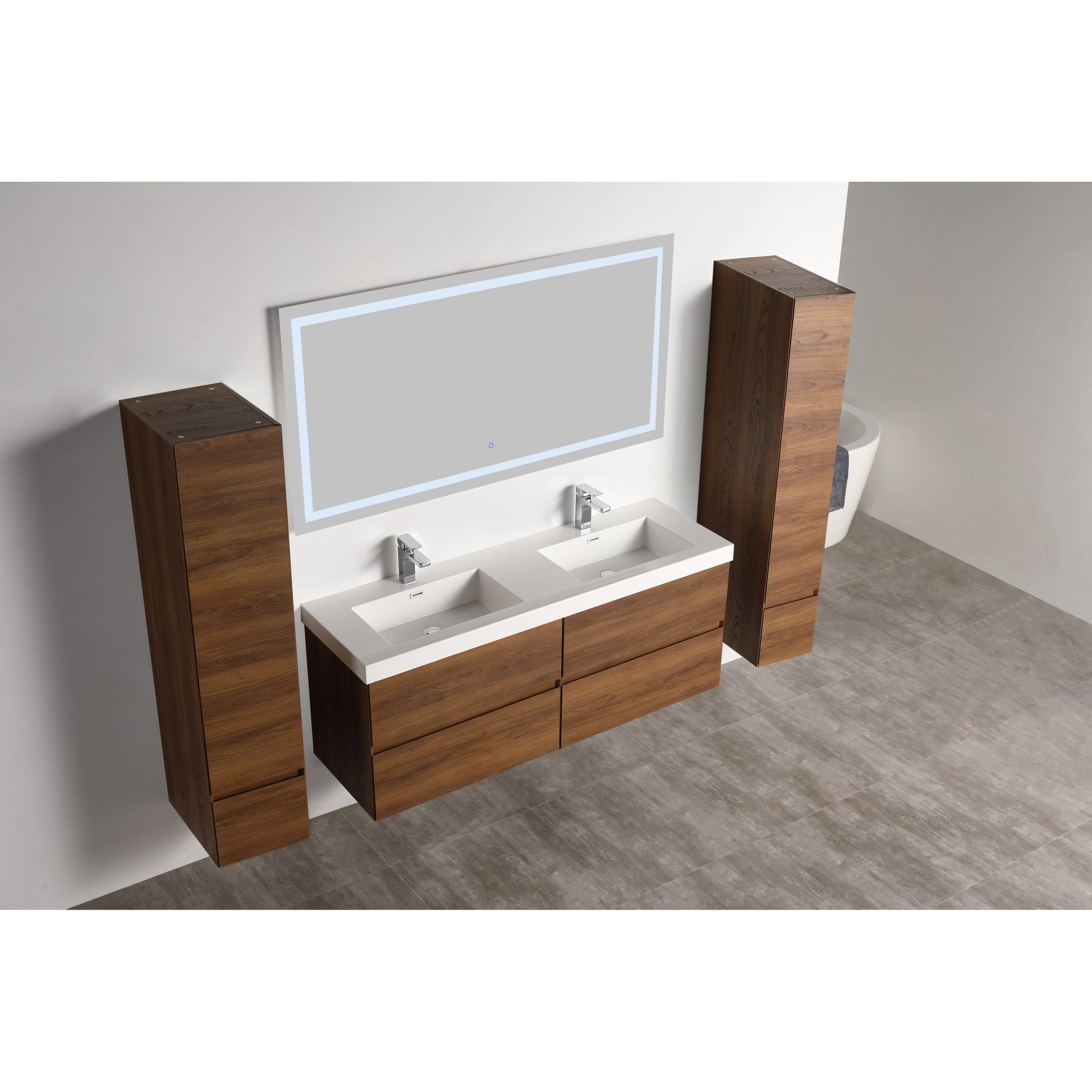 Blossom Assisi 60" Brown Walnut Double Sink Vanity Base