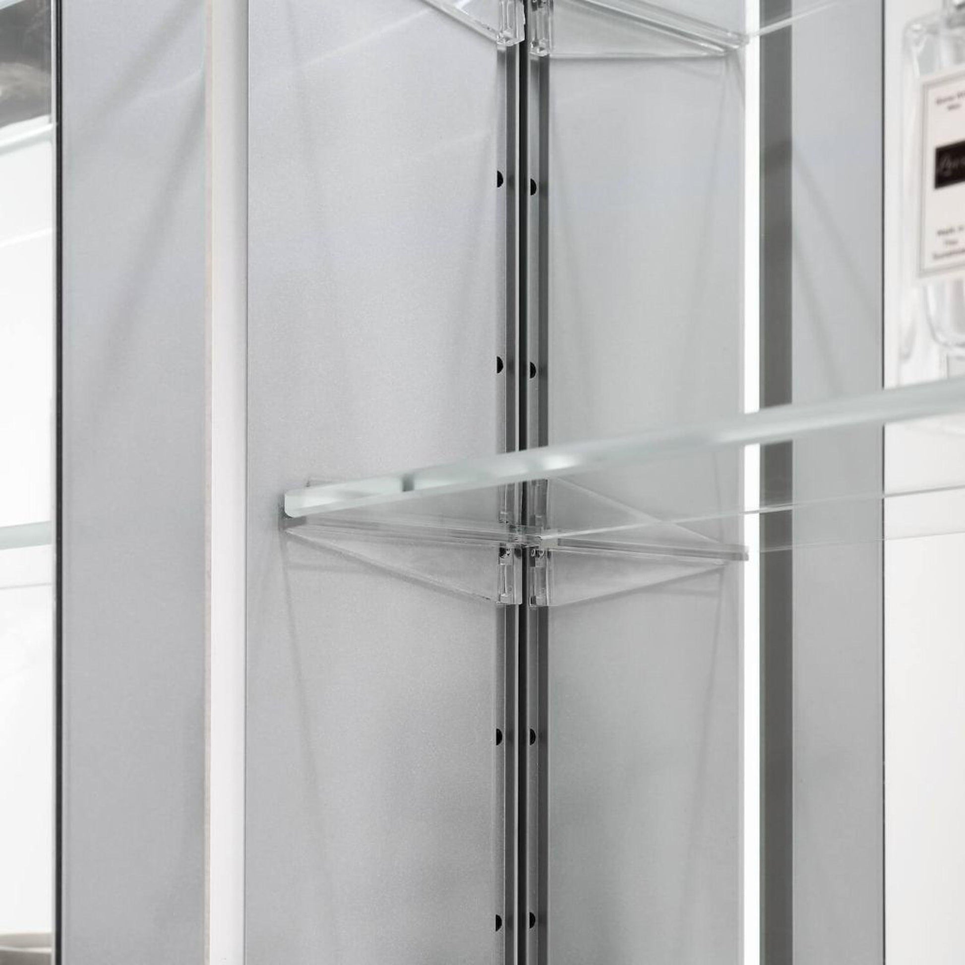 Blossom Asta 24" Recessed or Surface Mount Left and Right-Hinged Door LED Mirror Medicine Cabinet Set Of 2 With Adjustable Glass Shelves, Built-In Defogger, Dimmer, Digital Clock, Temp Display, USB & Electrical Outlet