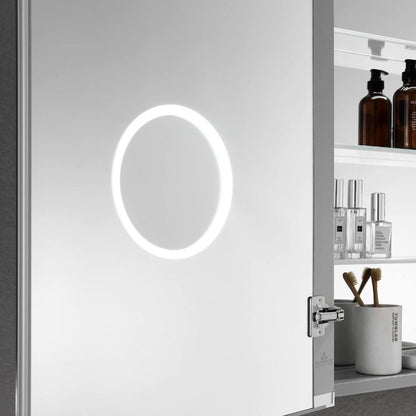 Blossom Asta 24" Recessed or Surface Mount Left and Right-Hinged Door LED Mirror Medicine Cabinet Set Of 2 With Adjustable Glass Shelves, Built-In Defogger, Dimmer, Digital Clock, Temp Display, USB & Electrical Outlet