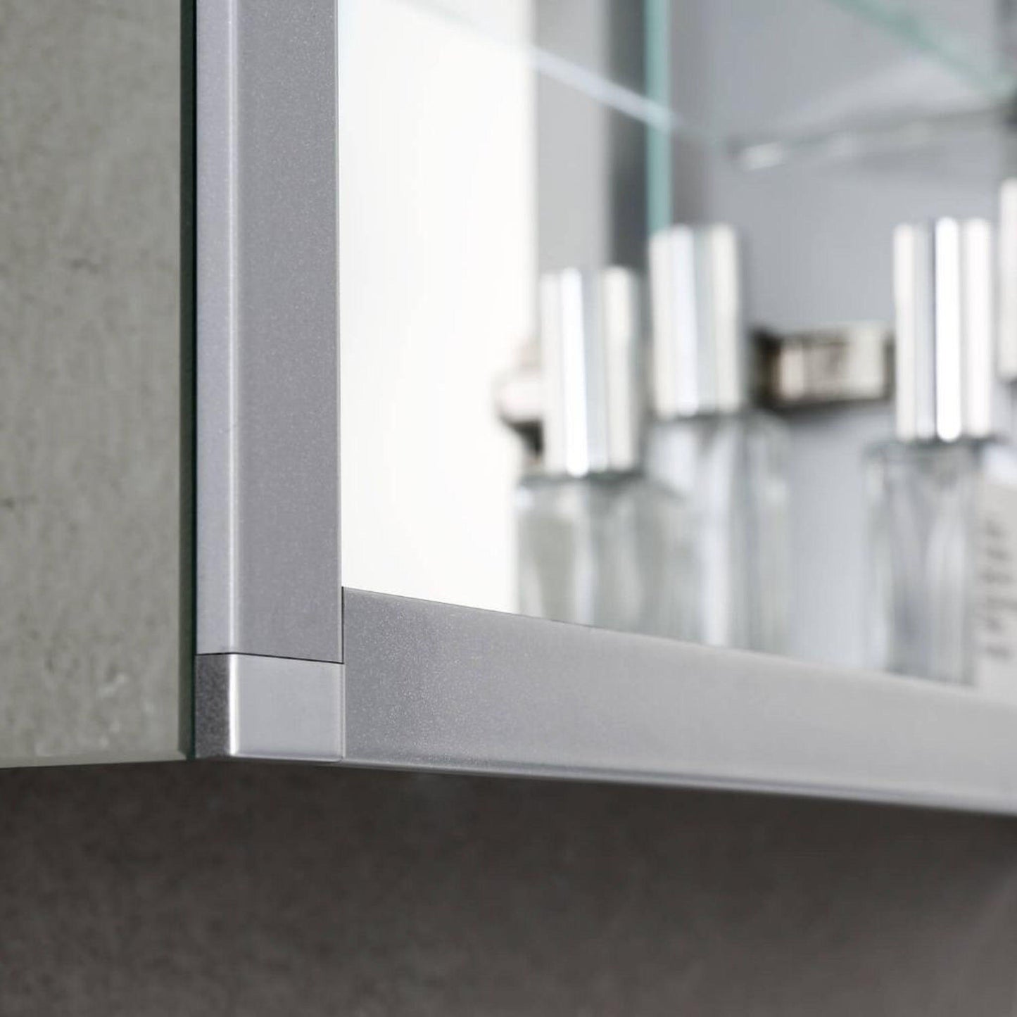 Blossom Asta 24" Recessed or Surface Mount Left and Right-Hinged Door LED Mirror Medicine Cabinet Set Of 2 With Adjustable Glass Shelves, Built-In Defogger, Dimmer, Digital Clock, Temp Display, USB & Electrical Outlet