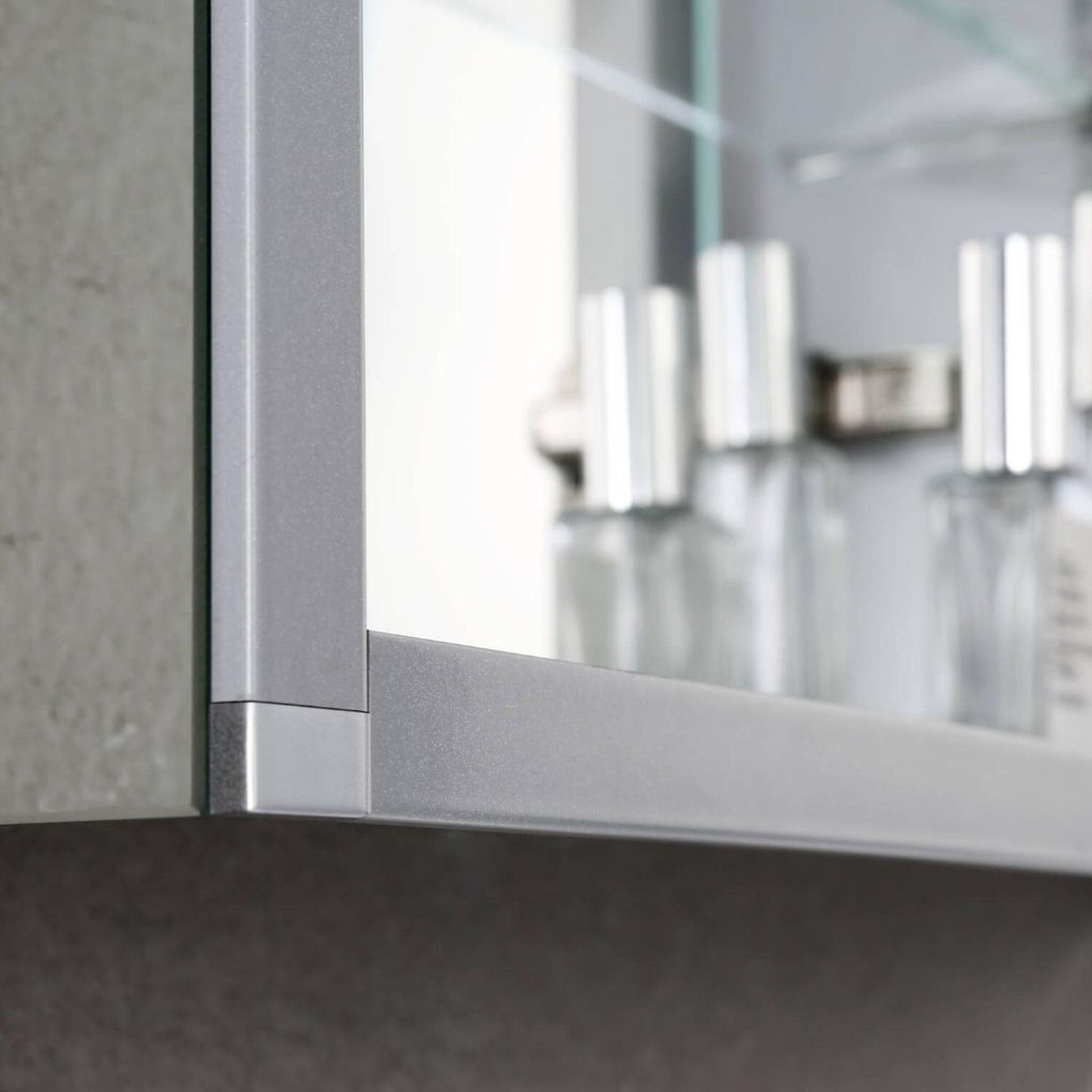 Blossom Asta 24" Recessed or Surface Mount Left and Right-Hinged Door LED Mirror Medicine Cabinet Set Of 2 With Adjustable Glass Shelves, Built-In Defogger, Dimmer, Digital Clock, Temp Display, USB & Electrical Outlet