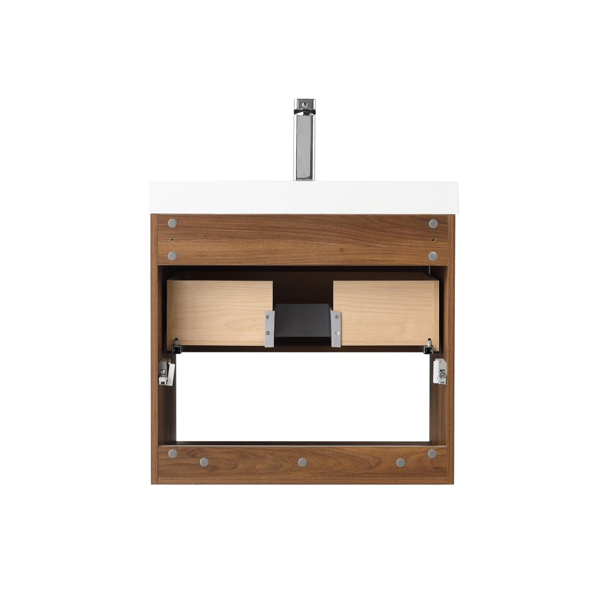 Blossom Bergen 24" Brown Walnut Vanity With Dual LED Lights and Open Shelf