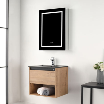 Blossom Bergen 24" Classic Oak Vanity With Dual LED Lights and Open Shelf