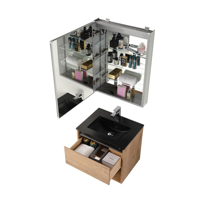 Blossom Bergen 24" Classic Oak Vanity With Dual LED Lights and Open Shelf