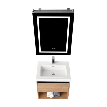 Blossom Bergen 24" Classic Oak Vanity With Dual LED Lights and Open Shelf