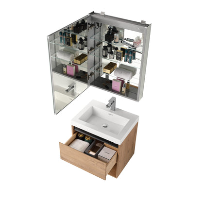 Blossom Bergen 24" Classic Oak Vanity With Dual LED Lights and Open Shelf