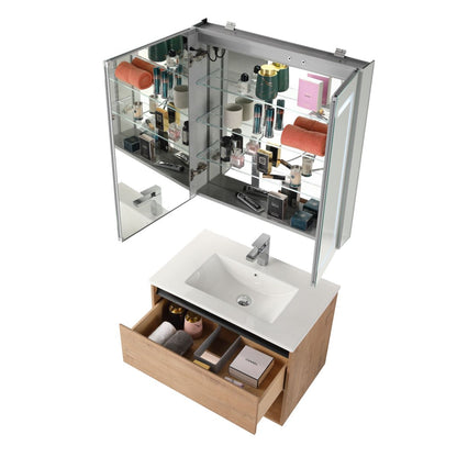 Blossom Bergen 30" Classic Oak Vanity With Dual LED Lights and Open Shelf