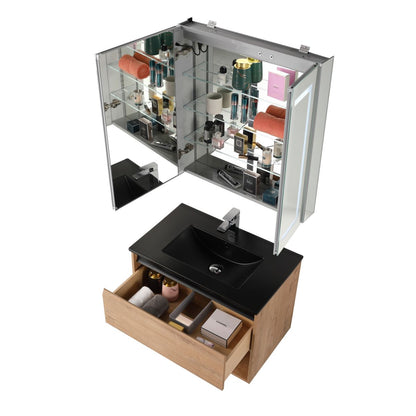 Blossom Bergen 30" Classic Oak Vanity With Dual LED Lights and Open Shelf