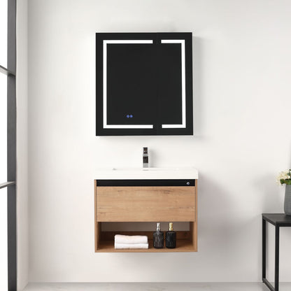 Blossom Bergen 30" Classic Oak Vanity With Dual LED Lights and Open Shelf