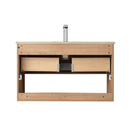 Blossom Bergen 36" Classic Oak Vanity With Dual LED Lights and Open Shelf