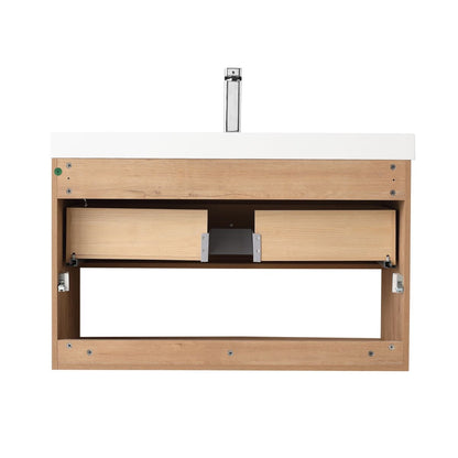 Blossom Bergen 36" Classic Oak Vanity With Dual LED Lights and Open Shelf