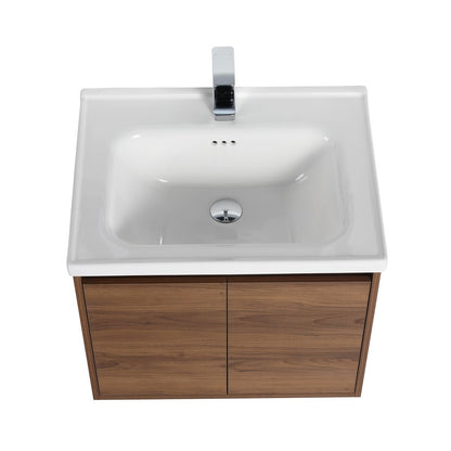 Blossom Bern 24" Brown Walnut Vanity With Ceramic Basin