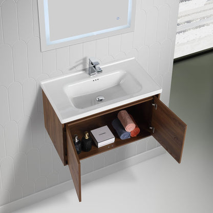 Blossom Bern 32" Brown Walnut Vanity With Ceramic Basin