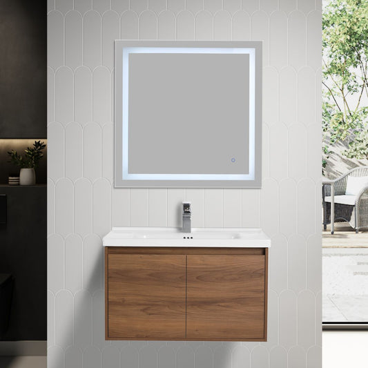 Blossom Bern 32" Brown Walnut Vanity With Ceramic Basin