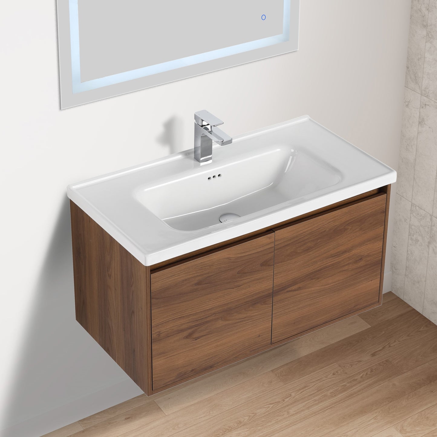 Blossom Bern 36" Brown Walnut Vanity With Ceramic Basin