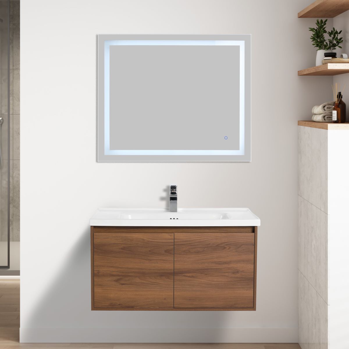 Blossom Bern 36" Brown Walnut Vanity With Ceramic Basin