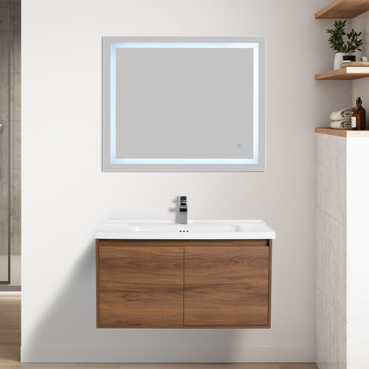 Blossom Bern 36" Brown Walnut Vanity With Ceramic Basin