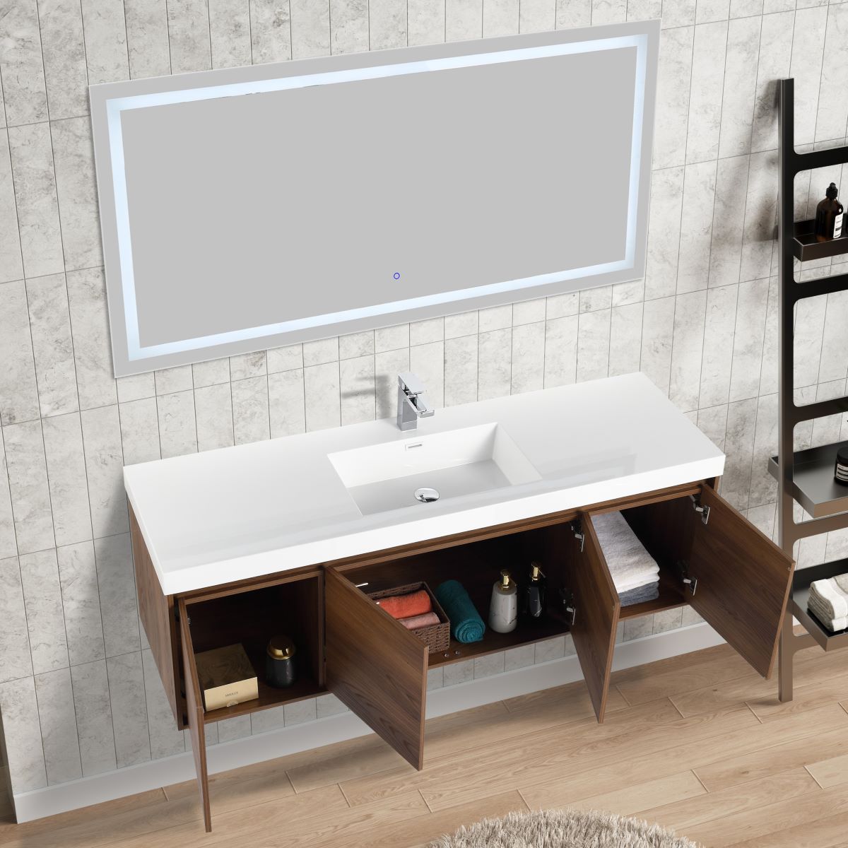 Blossom Bern 60" Brown Walnut Single Vanity