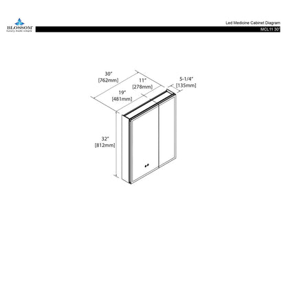 Blossom Capella 30x32 Inside LED Light on Door Medicine Cabinet