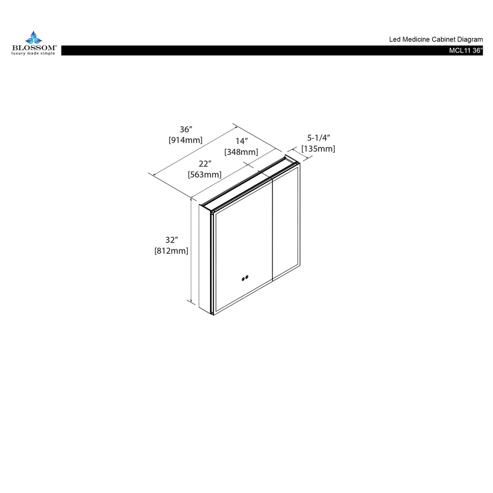 Blossom Capella 36x32 Inside LED Light on Door Medicine Cabinet